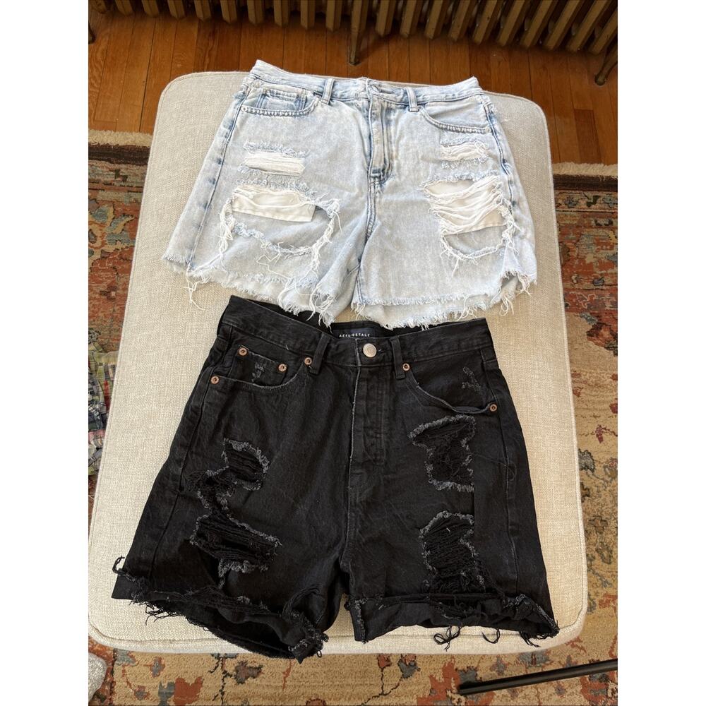 American Eagle/ Aeropostale Size 4 LOT Distressed Denim Mom Shorts 90s Baggy - Picture 2 of 16